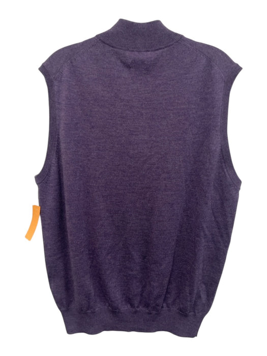 Masters Size L Purple Merino Wool Solid Quarter Zip Vest Men's Sweater Purple / L