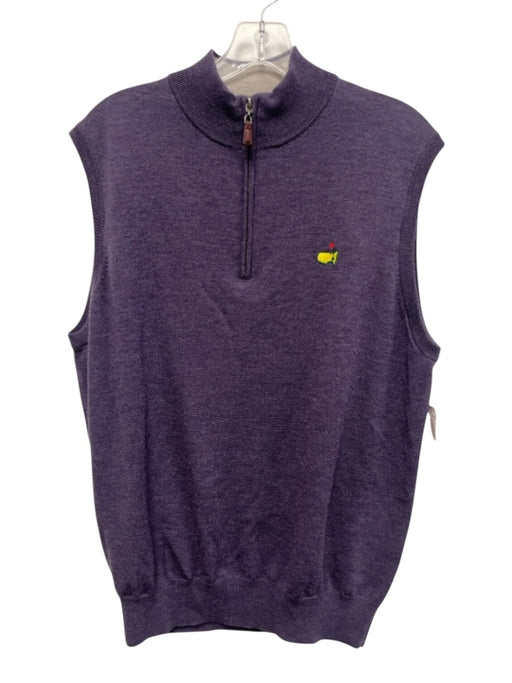 Masters Size L Purple Merino Wool Solid Quarter Zip Vest Men's Sweater Purple / L