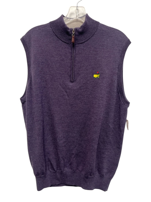 Masters Size L Purple Merino Wool Solid Quarter Zip Vest Men's Sweater Purple / L