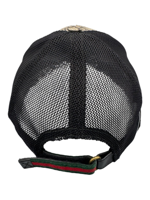 Gucci Tan & Black Leather Tiger Adjustable Men's Hat Tan & Black