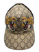 Gucci Tan & Black Leather Tiger Adjustable Men's Hat Tan & Black