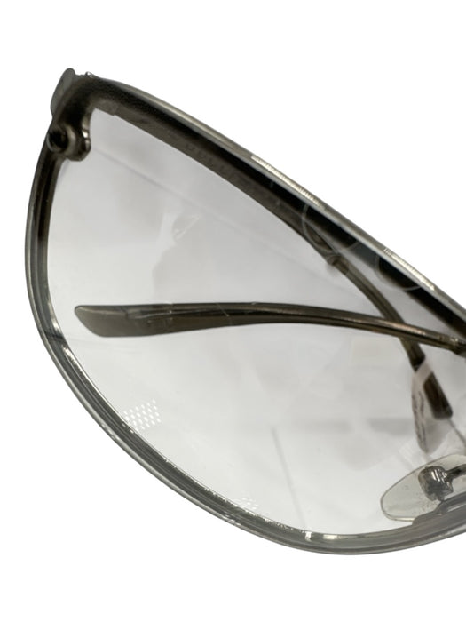 Gucci Silver Metal Frame Rectangle Gray Lens Gradient Sunglasses Silver