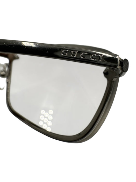 Gucci Silver Metal Frame Rectangle Gray Lens Gradient Sunglasses Silver