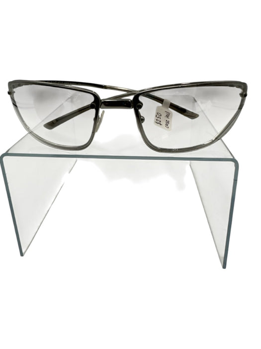 Gucci Silver Metal Frame Rectangle Gray Lens Gradient Sunglasses Silver