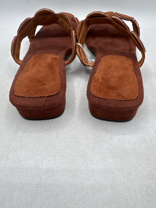 Lacceti Shoe Size 35 Brown Suede Circles Low Block Heel Mule Sandals
