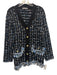 Anthropologie Size M Black & Blue Mutli color Fringe Gold button Sweater Black & Blue Mutli color / M