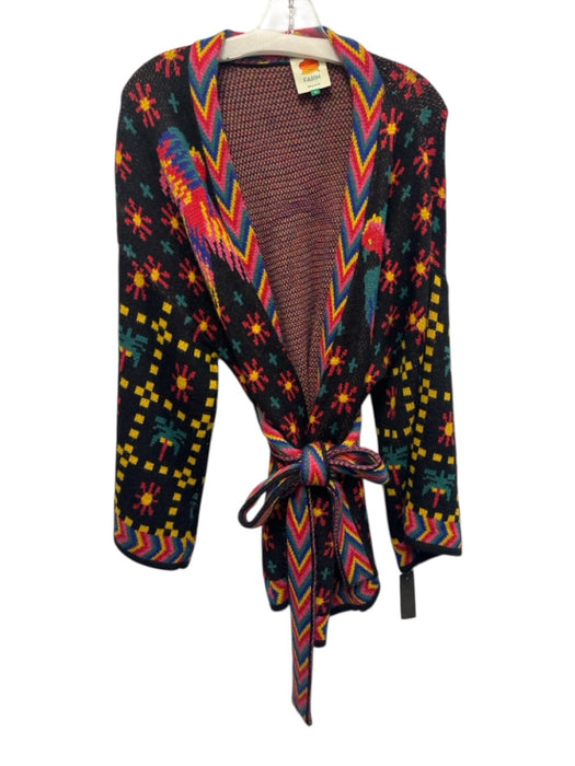 Farm Rio Size M Multi Poly Blend Flora & Fauna Wrap Belt Sweater Multi / M