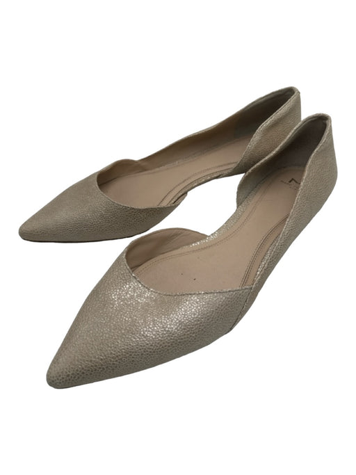 Marc Fisher Shoe Size 10 Beige Leather Crackled Pointed Toe closed heel Flats Beige / 10