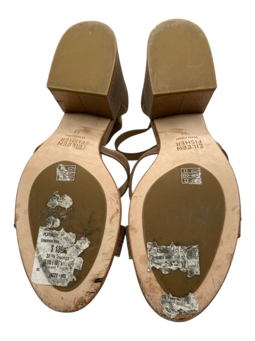 Eileen Fisher Shoe Size 11 Gold Suede Upper Ankle Strap Metallic Sandals Gold / 11