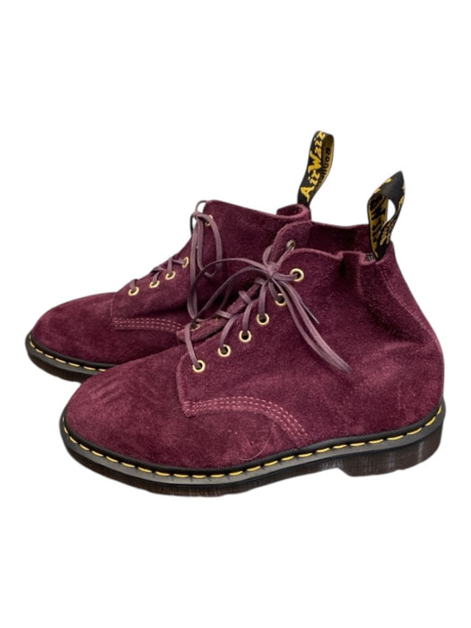 Dr Marten Shoe Size 8 Burgundy Suede Lace Up Block Heel Ankle High Boots Burgundy / 8