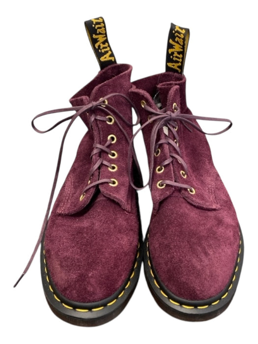 Dr Marten Shoe Size 8 Burgundy Suede Lace Up Block Heel Ankle High Boots Burgundy / 8