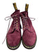 Dr Marten Shoe Size 8 Burgundy Suede Lace Up Block Heel Ankle High Boots Burgundy / 8