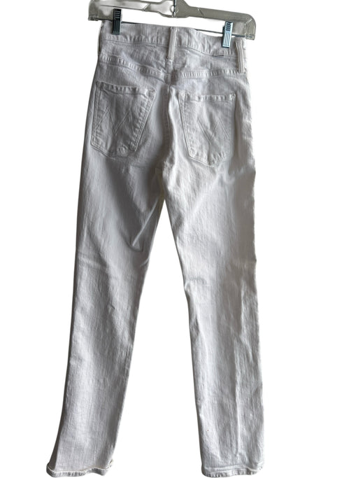 Mother Superior Size 23 White Cotton Button Up High Rise Straight Leg Jeans White / 23