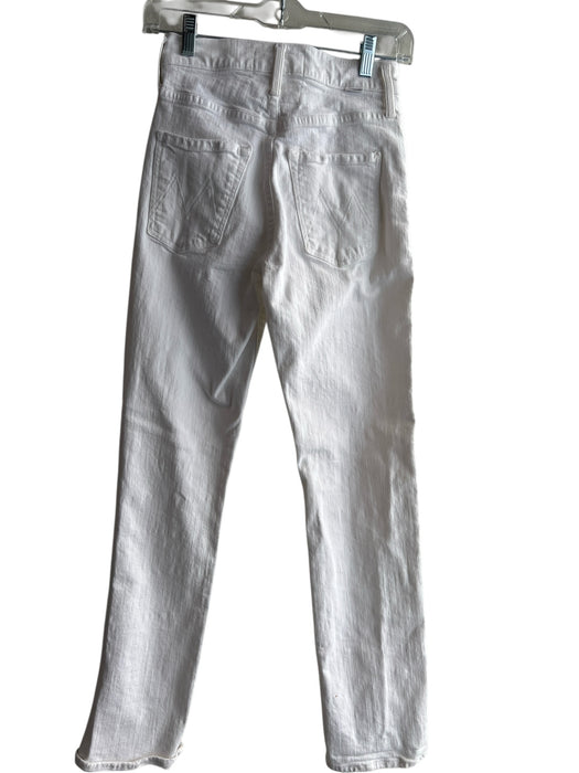 Mother Superior Size 23 White Cotton Button Up High Rise Straight Leg Jeans White / 23