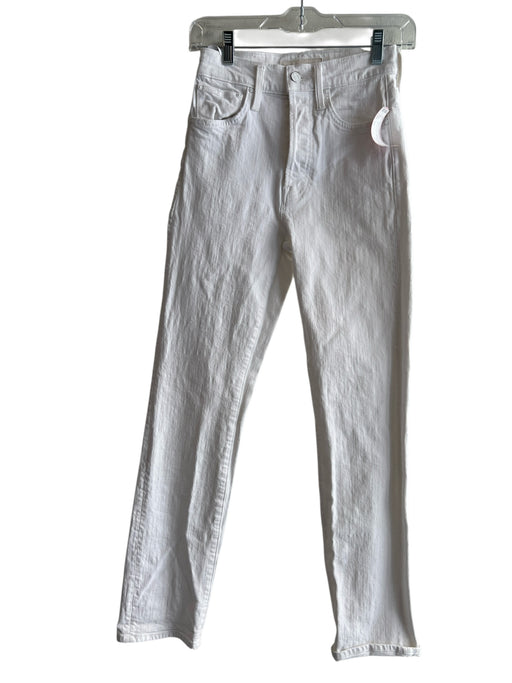 Mother Superior Size 23 White Cotton Button Up High Rise Straight Leg Jeans White / 23