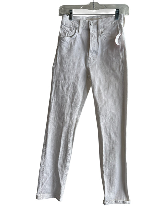 Mother Superior Size 23 White Cotton Button Up High Rise Straight Leg Jeans White / 23