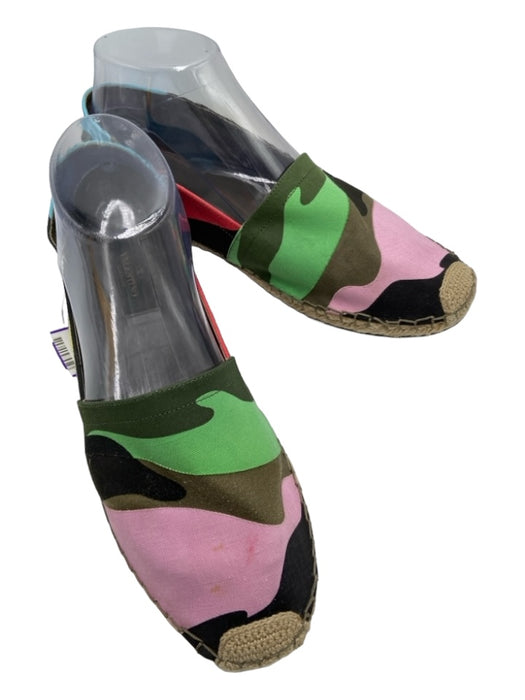 Valentino Shoe Size 39 Black & Multi Canvas Leather Lining Camo Espadrille Black & Multi / 39