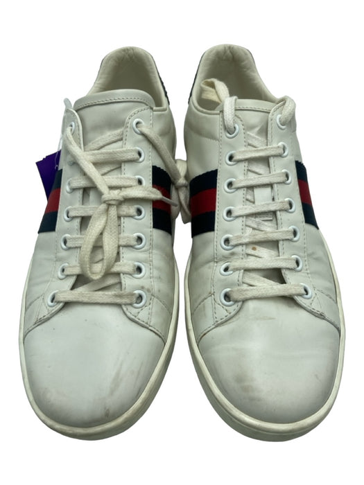 Gucci Shoe Size 38.5 White, Navy, Red Leather Lace Up Gucci Web Low Top Sneakers White, Navy, Red / 38.5