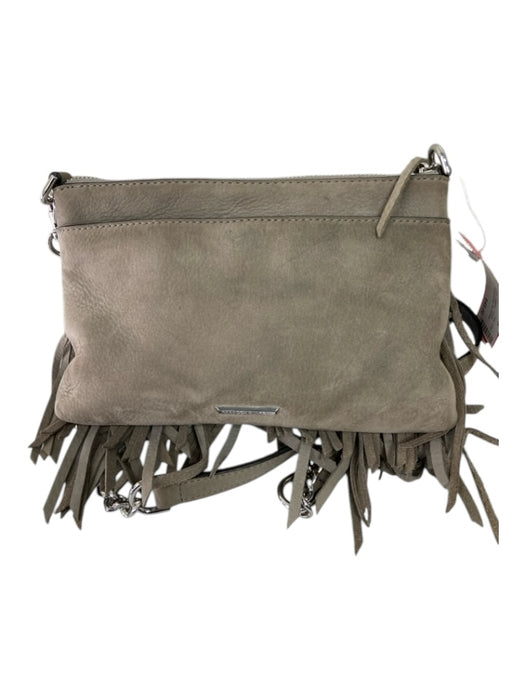 Rebecca Minkoff Pewter Gray Suede Leather Fringe silver hardware Crossbody Bag Pewter Gray / S