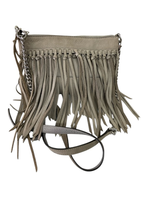 Rebecca Minkoff Pewter Gray Suede Leather Fringe silver hardware Crossbody Bag Pewter Gray / S