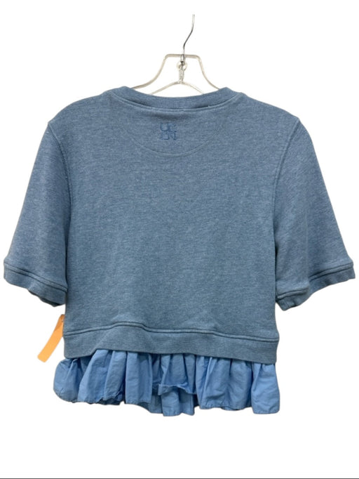 Ulla Johnson Size S Light Blue Cotton & Bamboo Short Sleeve Sweatshirt Top Light Blue / S