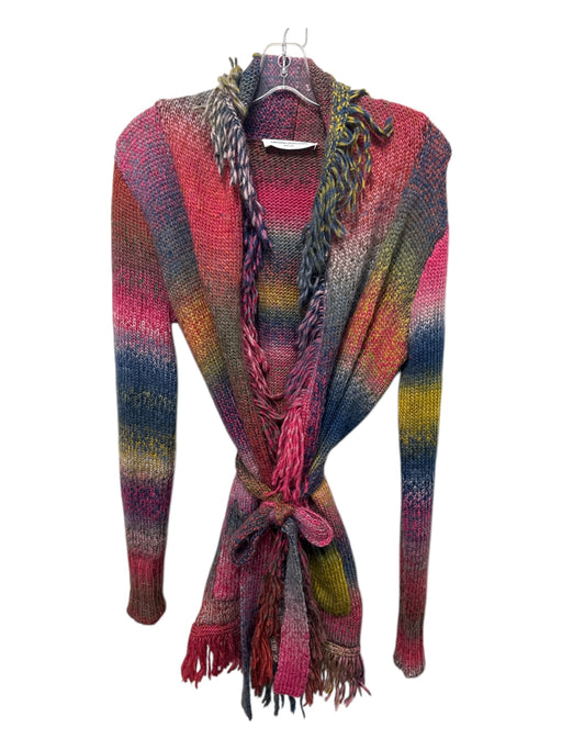 Amanda Uprichard Size S Pink, Blue, Multi Polyester, Acrylic, Wool Sash Cardigan Pink, Blue, Multi / S