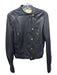 Etro Size 46 Black Lamb leather Zip Up Mock Neck Biker Jacket Black / 46