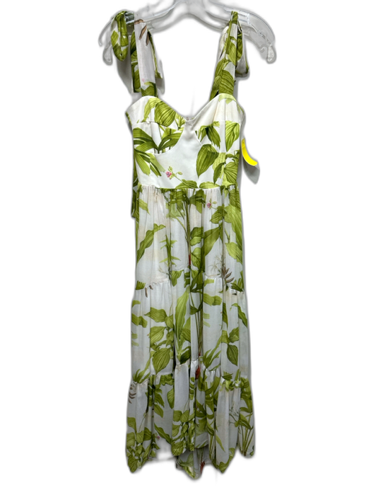 Liliana Meza Size Small White, Green, Brown Polyester Tie Straps Plants Dress White, Green, Brown / Small