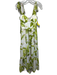 Liliana Meza Size Small White, Green, Brown Polyester Tie Straps Plants Dress White, Green, Brown / Small