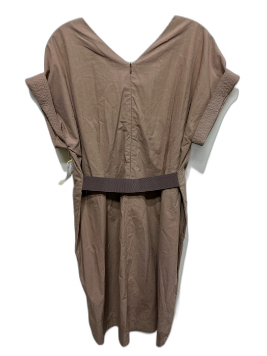 Brunello Cucinelli Size Medium Brown Cotton Split Neck seam detail Dress Brown / Medium