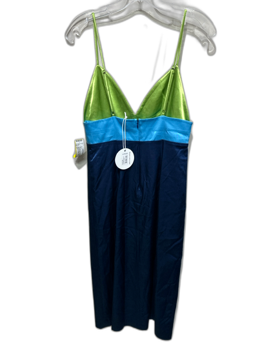 Staud Size 6 Navy, Blue, Green Viscose Blend Spaghetti Strap Color Block Dress Navy, Blue, Green / 6