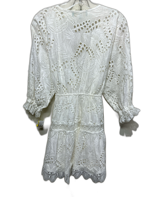 Waimari Size Small White Cotton Long Sleeve Floral Eyelet Lace Detail Dress White / Small