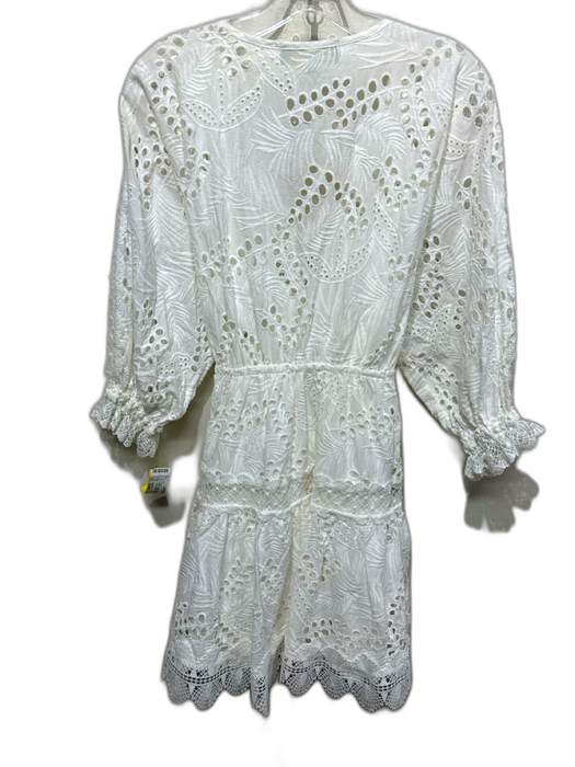 Waimari Size Small White Cotton Long Sleeve Floral Eyelet Lace Detail Dress White / Small