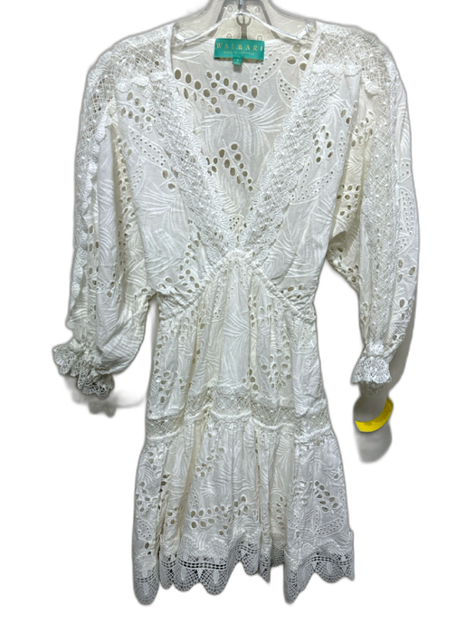 Waimari Size Small White Cotton Long Sleeve Floral Eyelet Lace Detail Dress White / Small