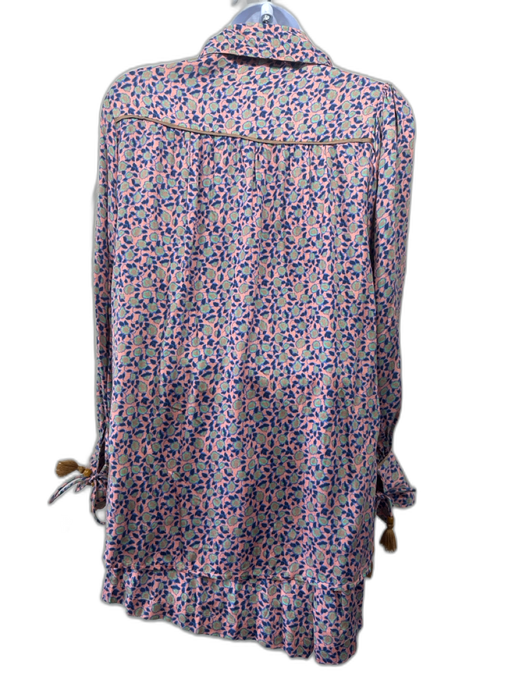 Omika Size XS Pink, Blue, Green Modal Long Sleeve Floral Half Button Short Set Pink, Blue, Green / XS