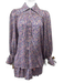 Omika Size XS Pink, Blue, Green Modal Long Sleeve Floral Half Button Short Set Pink, Blue, Green / XS