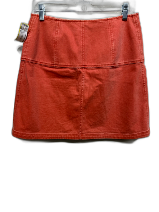 Chanel Size 40 Faded Red Cotton Denim Zip Front Paneled Logo Skirt Faded Red / 40
