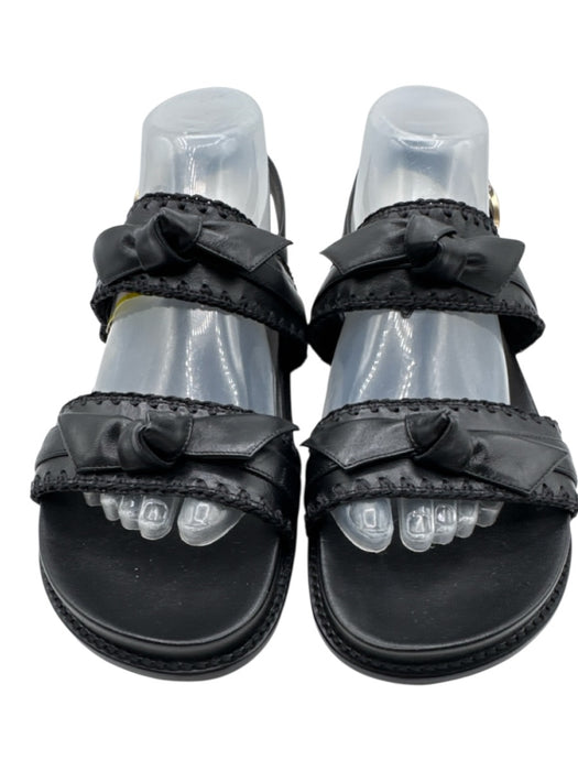 Alexandre Birman Shoe Size 40 Black Leather Double Strap Bow Detail Sandals Black / 40