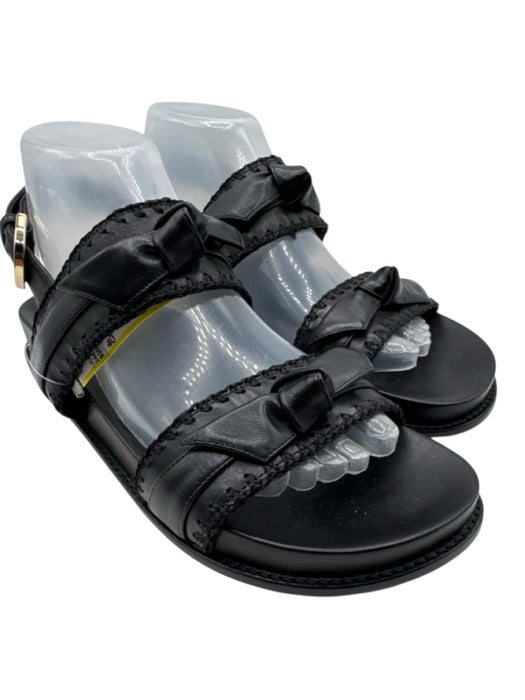 Alexandre Birman Shoe Size 40 Black Leather Double Strap Bow Detail Sandals Black / 40