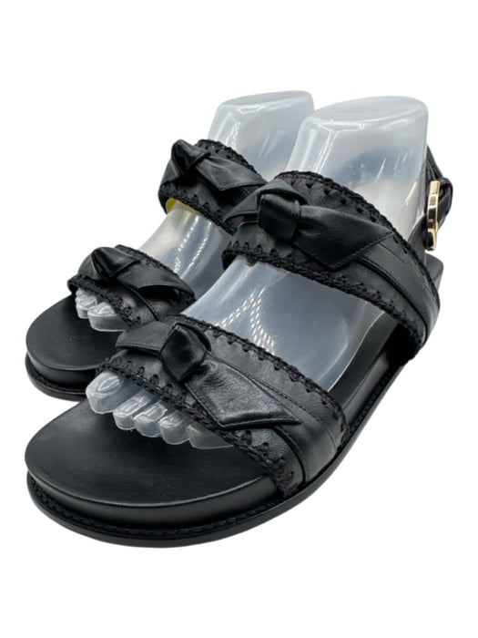 Alexandre Birman Shoe Size 40 Black Leather Double Strap Bow Detail Sandals Black / 40