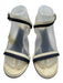 Chanel Shoe Size 40 White & Navy Blue Leather Toe Strap Striped Quilted Sandals White & Navy Blue / 40