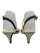 Chanel Shoe Size 40 White & Navy Blue Leather Toe Strap Striped Quilted Sandals White & Navy Blue / 40