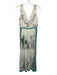 Le Sirenuse Size 38 White & Multi Cotton Sleeveless V Neck all over Dress White & Multi / 38