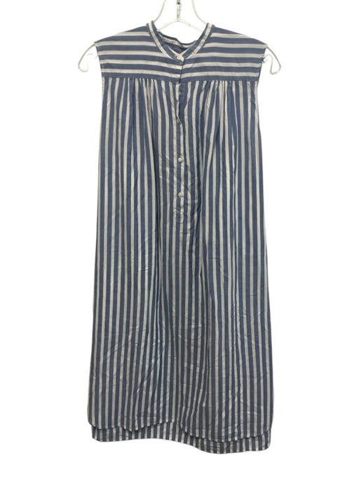 Nili Lotan Size M Blue & White Cotton Striped Sleeveless Midi Sash Inc Dress Blue & White / M