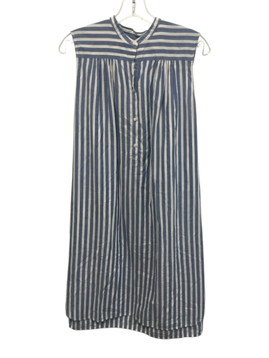 Nili Lotan Size M Blue & White Cotton Striped Sleeveless Midi Sash Inc Dress Blue & White / M