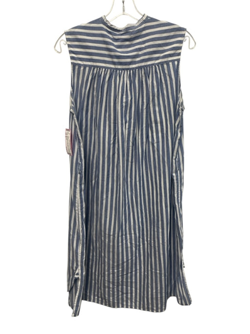 Nili Lotan Size M Blue & White Cotton Striped Sleeveless Midi Sash Inc Dress Blue & White / M
