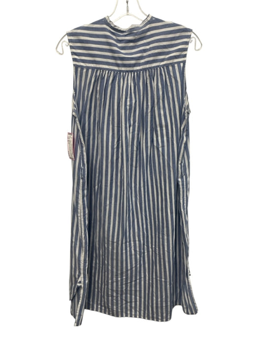 Nili Lotan Size M Blue & White Cotton Striped Sleeveless Midi Sash Inc Dress Blue & White / M