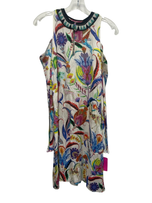 Etro Size 44 White & Multi Shoulder Cut Out Long Sleeve All Over Print Dress White & Multi / 44