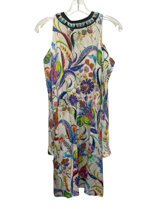 Etro Size 44 White & Multi Shoulder Cut Out Long Sleeve All Over Print Dress White & Multi / 44