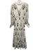 Oliphant Size XS White & Multi Cotton Long Sleeve Surplice Dots Floral Dress White & Multi / XS